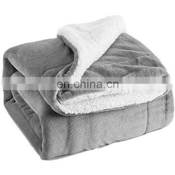 High Quality Double Layers Sherpa Backing Coral Fleece Throw Blanket for Winter