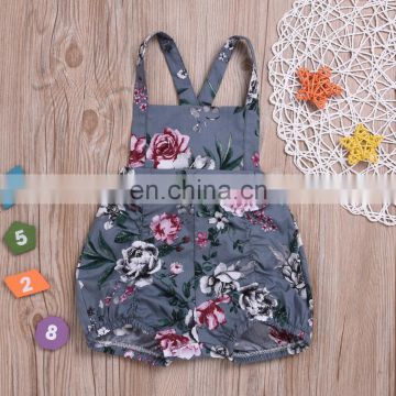 In stock Toddler Baby Girl halter flower printed Romper Jumpsuit Clothes