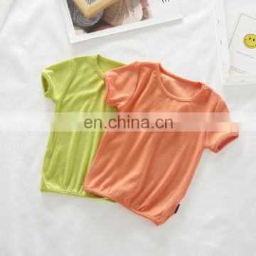 Solids Color T Shirt 0-12 Years Kids Girls Rib Cotton Short Sleeve Soft T shirt