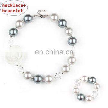 Baby Girl Necklace bracelet 2pcs Set Children White Chunky bubble beads necklace Jewelry Sets