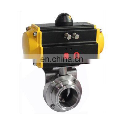 1 inch Food Grade Sanitary Stainless Steel Clamp Pneumatic Actuator Butterfly Valve