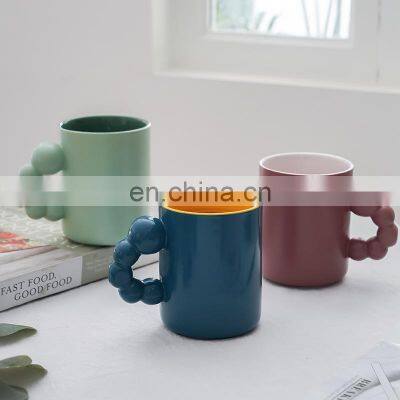 Wholesale INS Nordic Tazza Mug Yellow Purple 14 Oz Tazas Kawaii Morandi Fashion Mug Ceramic Cups For San Valentino Gifts