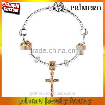 Silver 925 Bead Charm Cross European Pendant Women Bracelets DIY Jewelry