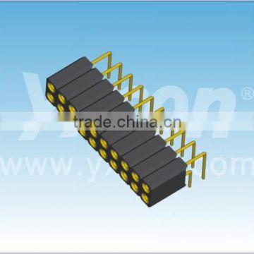 Dongguan supplier 2.54mm pitch right angle double row Round female header connector