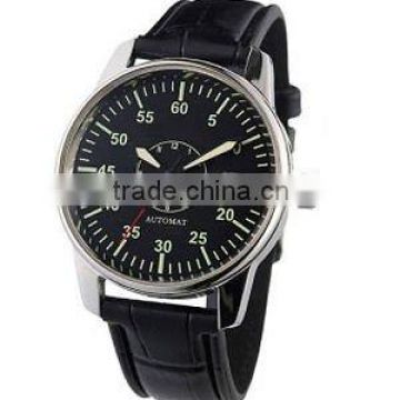 fashion genuine leather band leather strap western quartz watches mens stainless steel watch