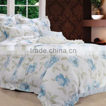 bule flower pattern reactive printing king size bed bedding comforter set