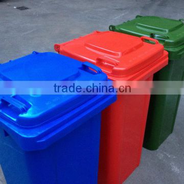 waterproof plastic street trash can with wheel and lid
