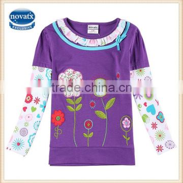 2-6y (F5979) Newest fashion design nova kids wear long sleeve child tshirts embroidery baby tshirts fashion children clothes