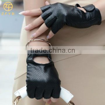 Women's Fashion Sheepskin Half Finger Leather Gloves