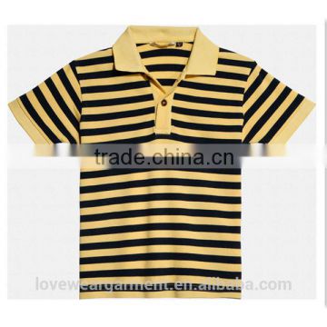 Navy and yellow striped pique polo shirt for boys