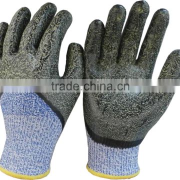 Crinkle rubber dot HPPE cut resistant gloves