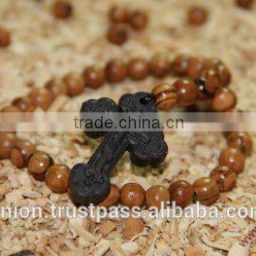 Hand Olive Wood Rosary with Holy Soil Cross