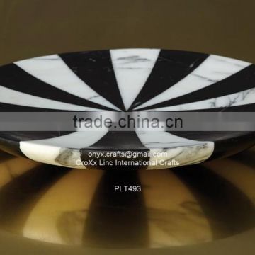 Black and White Patch Marble Plate
