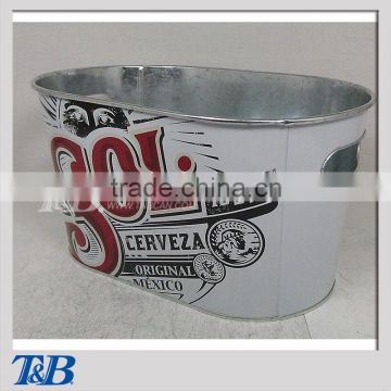 Decorative galvanized Ice Bucket with Inner Handles