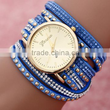 fashion China Geneva wrist women leather quartz wrist lady watch 2016