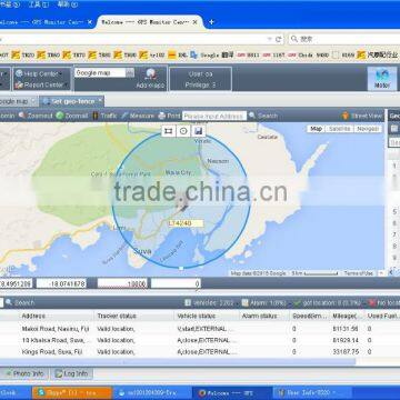 geo-fence setting GPS Tracking Software gives geo-fence list