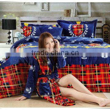 British fashion patten printing flannel bedding set 4PCS