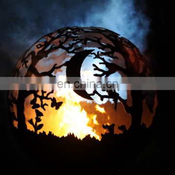 Outdoor Useful Wood Burning Hollow Metal Half Garden Sphere