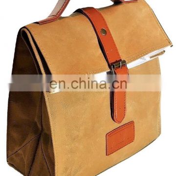 Large Lunch Bag Stylish Lunch Tote Waxed Canvas Eco Friendly Insulated Cotton Lining Water Resistant Handmade