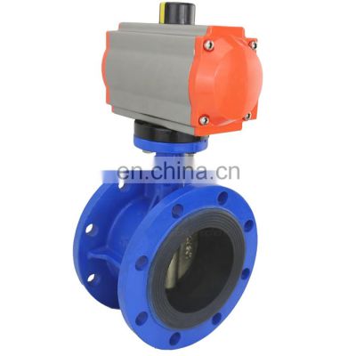Bundor Class 150 Pneumatic Butterfly Valve rubber seat For Cement Flanged Butterfly Valves with pneumatic actuator