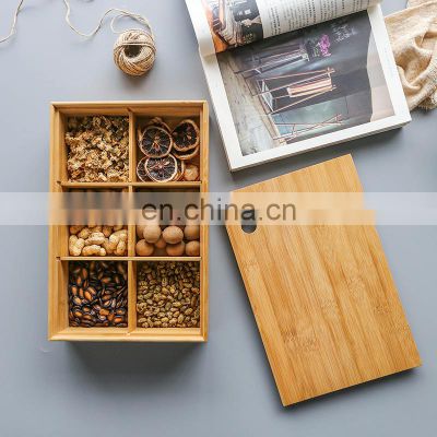 Customized 100% Natural Eco Friendly Durable Dried Fruit Bamboo Storage Box Home Storage & Organization Pantry Organizer