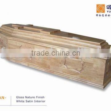 CHRISTIAN solid oak wood coffin with gloss nature finish
