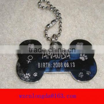 custom metal bone shape dog tag,anodizing tag
