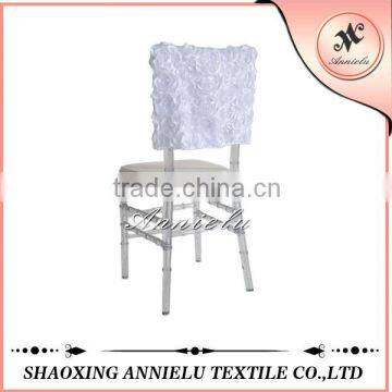 Cheap white satin rosette chair caps for weddings