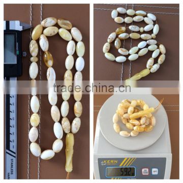 Natural Baltic Amber prayer beads white color weihgt 59.2 g., Amber Islamic Muslim rosay Tasbih