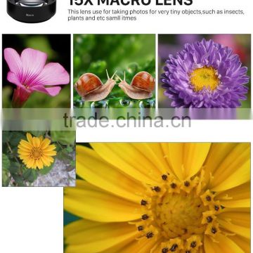 New Professional HD Camera Lens Kit Detachable 0.45x Super Wide Angle/15x Macro Lens for iPhone 6s plus SE 5s Tablet