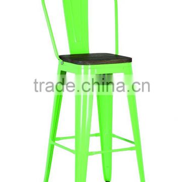 high back metal bar chair/dinning chair with timber cushion