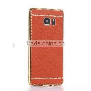 Wholesale price for Samsung galaxy note 7 electroplate tpu case with litchi leather skin cover