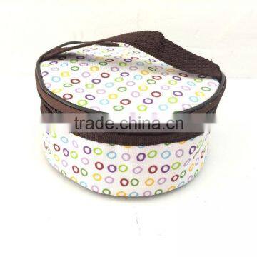 Printing Polyester 600D waterproof round cosmetic bag