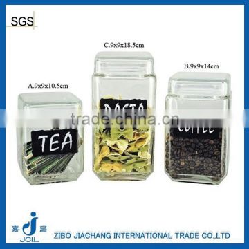 3sizes custom glass jar with black printing decal