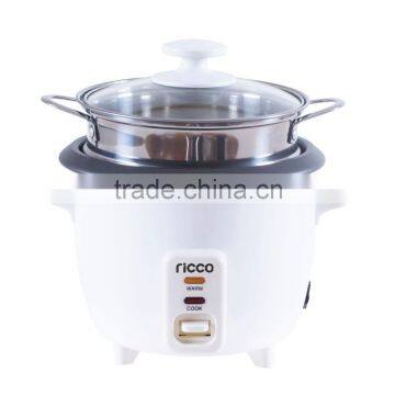 0.6L mini electric drum rice cooker with stainless steel steamer