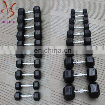 High quality and multi-purpose  rubber hex dumbbell