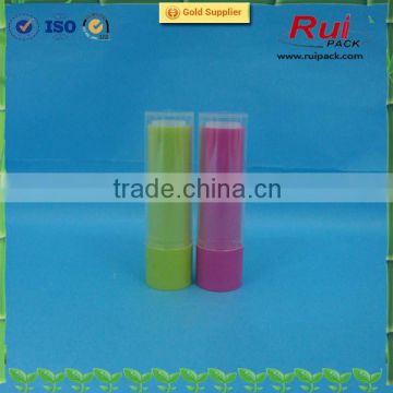 PP plastic chromatic colour lip balm container with big overcap