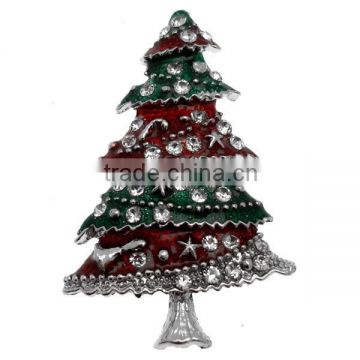 Custom-made Red & Green Enamel Christmas Tree Brooch