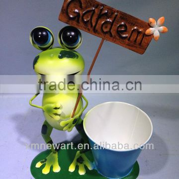 new art xiamen china frog deco. mini metal garden decoration