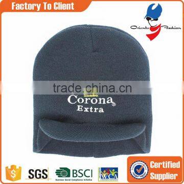 high quality winter beanie with flat brim