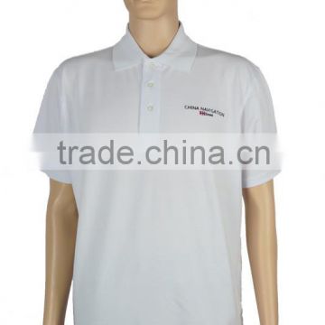 Mercerized cotton embroider white polo shirt