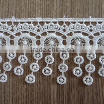 2015 white chemical lace trimming water soluble embroidered lace design
