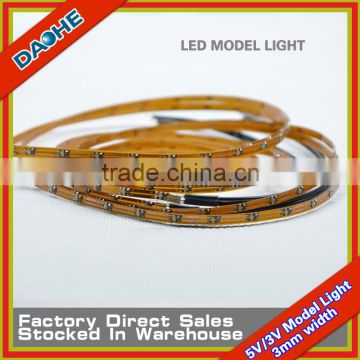 LED Model Light Strip Flexible Yellow FPC 3MM Width 5V/3V 1 Meter CE RoHs Certificate