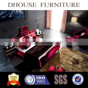 Hotel Project bedroom furniture Italy neoclassical fabric diamond crystal button beds DH020