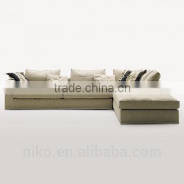 New Collection omega high quality cotton and linen fabric solid wood legs feather sofa set