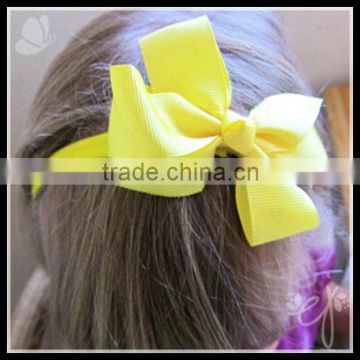 yellow plain grosgrain ribbon bow felt on hair band girls accessory