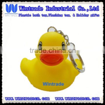Platic rubber duck keychain with logo