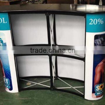 Customized curved or straight folding aluminum 2*2 pop up style advertising desk