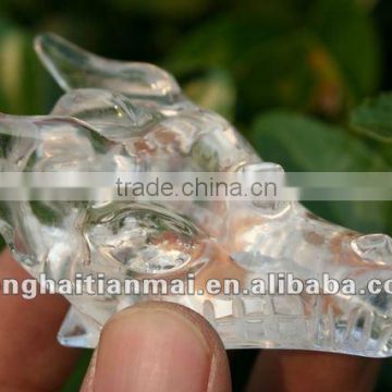 The LATEST Natural Clear Water Quartz Crystal Carving Dragon Skull For Decoration, Collection, Present