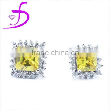 925 silver ear stud with zircon stone rhodium plated